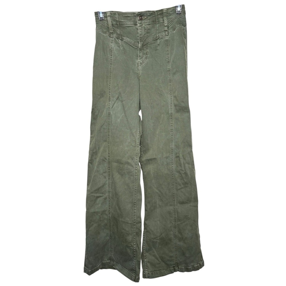 We The Free Libre Wide Leg Jeans Green Size 25 High Rise Free People